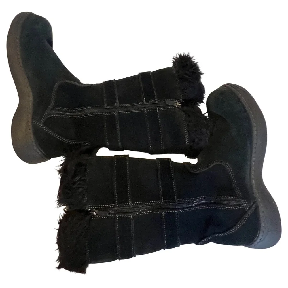 L.L. Bean TEK2.5 Waterproof 7.5 Winter Boots Womens Zip Black Suede Buckle Strap